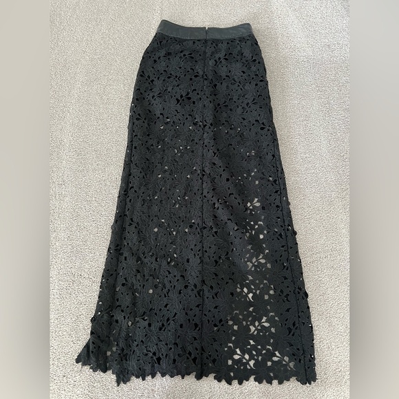 Lamarque Long Leather Lace Black Skirt - Picture 5 of 15